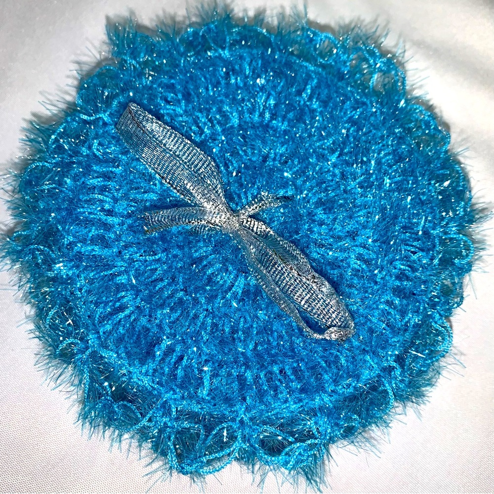 Handmade Dish Scrubber Crochet Dishwash Scrubbies set of 2  blue